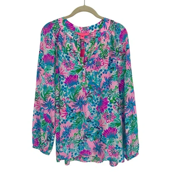 NWT Lilly Pulitzer Elsa Silk Top Sz L - Picture 2 of 12